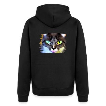 Cracy cat 2 - Unisex Premium Bio Zip Hoodie - Schwarz - Hinten - Nico (187cm)