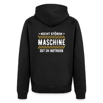 Nicht Stören lustiger Gym Spruch T-shirt - Unisex Premium Bio Zip Hoodie - Schwarz - Hinten - Nico (187cm)