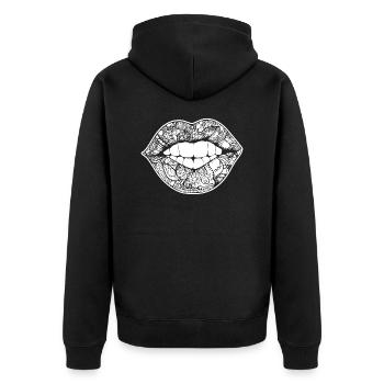 Lippen Mund Kussmund - Unisex Premium Bio Zip Hoodie - Schwarz - Hinten - Nico (187cm)