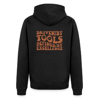 DRIVEN BY TOOLS DEFINED BY EXCELLENCE - Unisex Premium Organic Zip Hoodie - black - Back - Nico (187cm)
