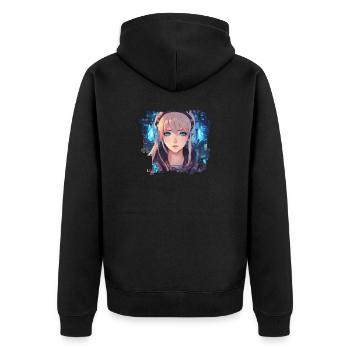 Aria Vox - Unisex Premium Bio Zip Hoodie - Schwarz - Hinten - Nico (187cm)