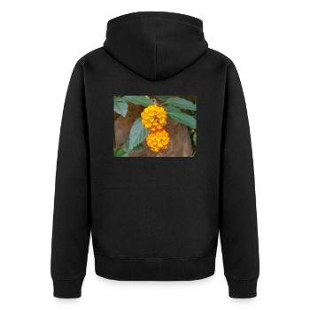 Lantana auch spanische Flagge Wandelröschen Lantana - Unisex Premium Bio Zip Hoodie - Schwarz - Hinten - Nico (187cm)