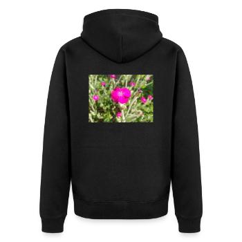 Rosennelke Lychnis coronaria Kronen-Lichtnelke - Unisex Premium Bio Zip Hoodie - Schwarz - Hinten - Nico (187cm)