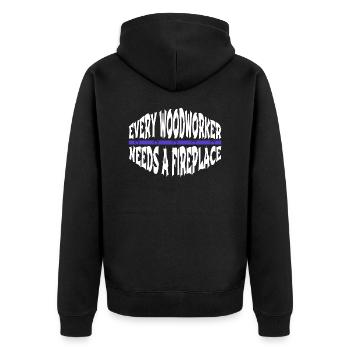 carpenter hoodies and sweatshirts geek - Unisex Premium Bio Zip Hoodie - Schwarz - Hinten - Nico (187cm)