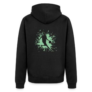 Basketball, Baller, Player, Streetball - Unisex Premium Bio Zip Hoodie - Schwarz - Hinten - Nico (187cm)