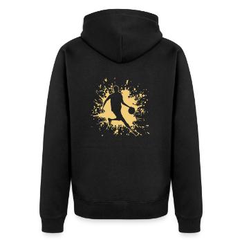 Basketball - Unisex Premium Bio Zip Hoodie - Schwarz - Hinten - Nico (187cm)