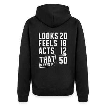 50Ème anniversaire 50 ans anniversaire disant cadeau - Veste à capuche bio Premium Unisexe - noir - Dos - Nico (187cm)