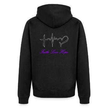 Faith Hope Love for everyone! Faith Hope Love - Unisex Premium Organic Zip Hoodie - black - Back - Nico (187cm)