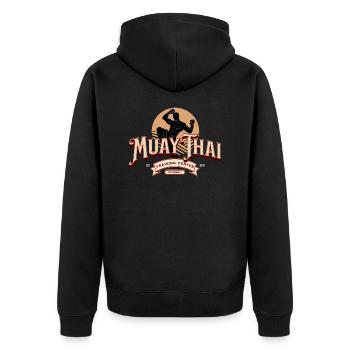 muaythai - Unisex Premium Organic Zip Hoodie - black - Back - Nico (187cm)