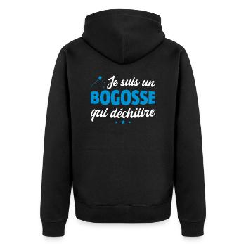 je suis un bogosse qui déchire / beau gosse - Veste à capuche bio Premium Unisexe - noir - Dos - Nico (187cm)