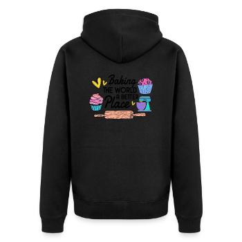 Boulangerie Baker Boulangerie Boulangerie Gâteau de confiserie - Veste à capuche bio Premium Unisexe - noir - Dos - Nico (187cm)