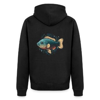 Flat Fish Illustration - Unisex Premium Bio Zip Hoodie - Schwarz - Hinten - Nico (187cm)