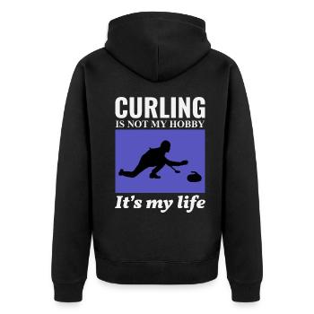 Curling Sweeping Fan Winter Ice Sport Curler Drôle - Veste à capuche bio Premium Unisexe - noir - Dos - Nico (187cm)
