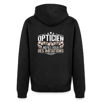 Opticien le seul Opticien le vrai Opticien - Veste à capuche bio Premium Unisexe - noir - Dos - Nico (187cm)