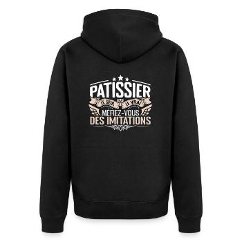 Pâtissier le seul Pâtissier le vrai Pâtissier - Veste à capuche bio Premium Unisexe - noir - Dos - Nico (187cm)