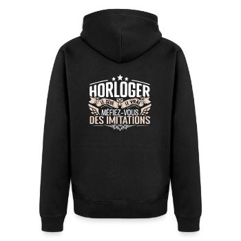 Horloger le seul Horloger le vrai Horloger - Veste à capuche bio Premium Unisexe - noir - Dos - Nico (187cm)