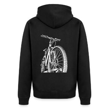 Bike, Mountainbike, MTB, Fahrrad - Unisex Premium Bio Zip Hoodie - Schwarz - Hinten - Nico (187cm)