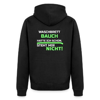 Lustige Sprüche - Unisex Premium Bio Zip Hoodie - Schwarz - Hinten - Nico (187cm)
