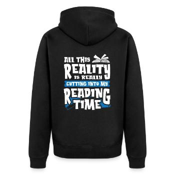 Perfect Reading - Unisex Premium Organic Zip Hoodie - black - Back - Nico (187cm)