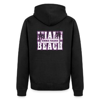 Neon Anime Retro Vintage Cool Pink NGE - Unisex Premium Bio Zip Hoodie - Schwarz - Hinten - Nico (187cm)
