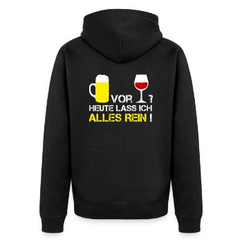 Mallorca BIER VOR WEIN? HEUTE LASS ICH ALLES REIN! - Unisex Premium Bio Zip Hoodie - Schwarz - Hinten - Nico (187cm)