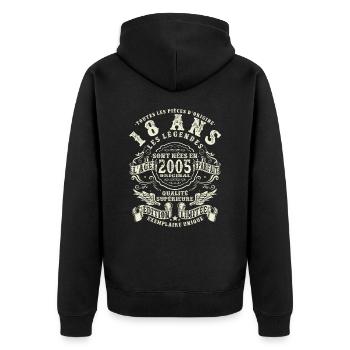 18 ans - anniversaire 2005 - Veste à capuche bio Premium Unisexe - noir - Dos - Nico (187cm)