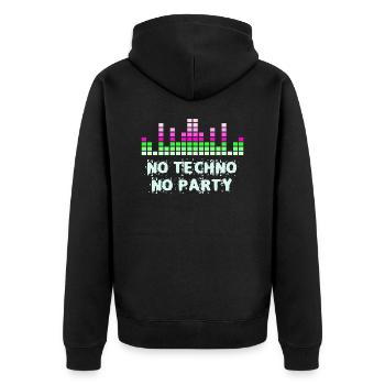 Kein Techno, kein Party-Rave-Spruch - Unisex Premium Bio Zip Hoodie - Schwarz - Hinten - Nico (187cm)