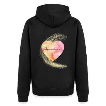 Heartbeat - Unisex Premium Bio Zip Hoodie - Schwarz - Hinten - Nico (187cm)