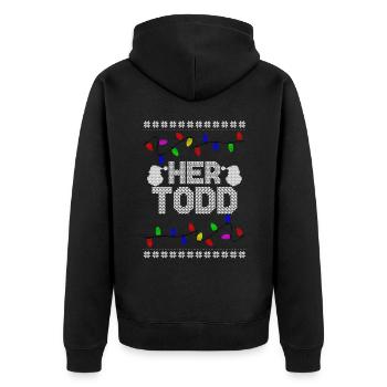 His Margo Her Todd Ugly Christmas Couple Matching - Unisex Premium Organic Zip Hoodie - black - Back - Nico (187cm)