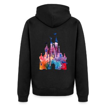 Aquarell Princess Castle - Unisex Premium Bio Zip Hoodie - Schwarz - Hinten - Nico (187cm)