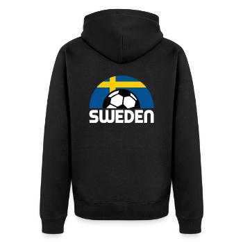 Sweden Soccer Fußball Schweden Wappen Fussball - Unisex Premium Bio Zip Hoodie - Schwarz - Hinten - Nico (187cm)