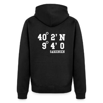 Sardinien Urlaub Sardegna Italien Geschenk Idee - Unisex Premium Bio Zip Hoodie - Schwarz - Hinten - Nico (187cm)