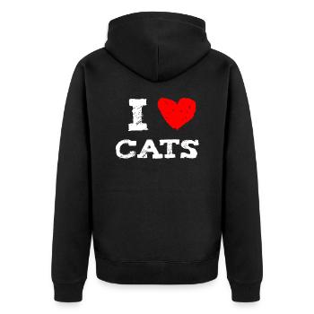 I love cats with red heart. perfect for cat mom - Veste à capuche bio Premium Unisexe - noir - Dos - Nico (187cm)
