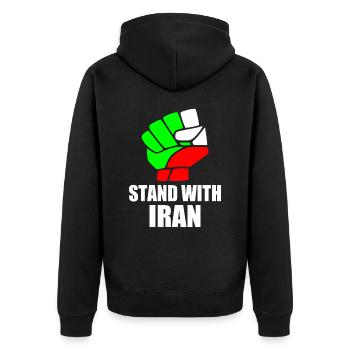 Stand with iran - Unisex Premium Bio Zip Hoodie - Schwarz - Hinten - Nico (187cm)