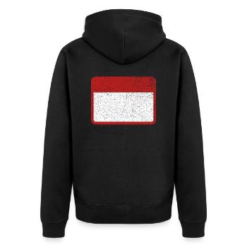 Schild Namensschild Blechschild Warnung Achtung - Unisex Premium Bio Zip Hoodie - Schwarz - Hinten - Nico (187cm)