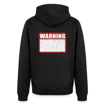Panneau d’avertissement Avertissement en anglais - Veste à capuche bio Premium Unisexe - noir - Dos - Nico (187cm)