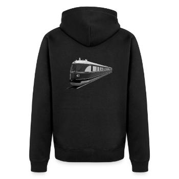 Triebzug SVT 137 Reichsbahn Triebwagen Hamburg - Unisex Premium Bio Zip Hoodie - Schwarz - Hinten - Nico (187cm)