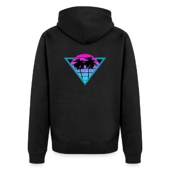 Retro Palm Trees - Unisex Premium Organic Zip Hoodie - black - Back - Nico (187cm)