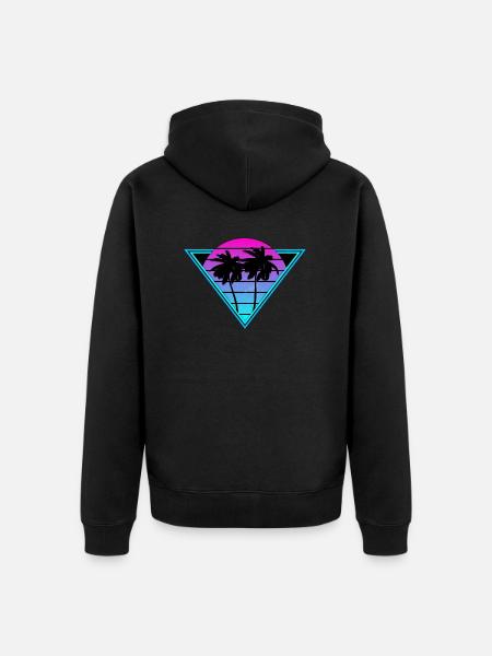 Retro Palm Trees - Unisex Premium Organic Zip Hoodie - black