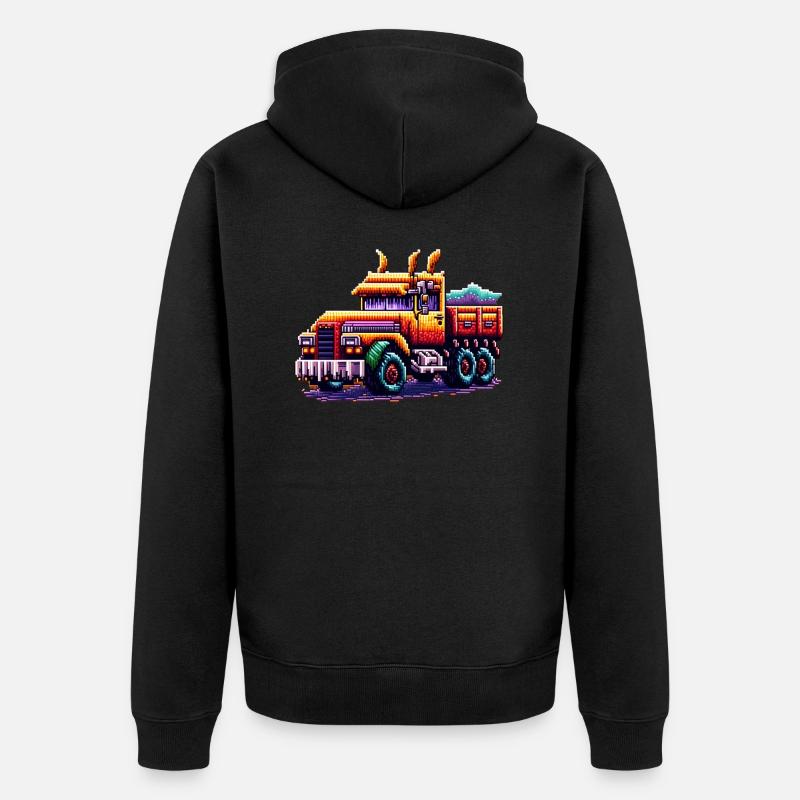 Pixel Camion n° 2 - Veste à capuche bio Premium Unisexe - noir