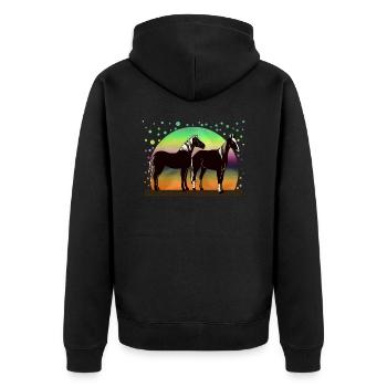 Pferde - Unisex Premium Bio Zip Hoodie - Schwarz - Hinten - Nico (187cm)