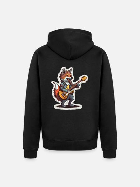 Rocker Wolf - Unisex Premium Organic Zip Hoodie - black