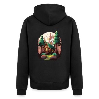 Woodland Retreat - Unisex Premium Organic Zip Hoodie - black - Back - Nico (187cm)