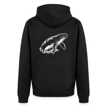 Wal Meer Fische - Unisex Premium Bio Zip Hoodie - Schwarz - Hinten - Nico (187cm)