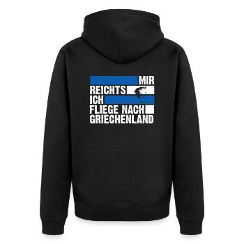Griechen Grieche Griechenland - Unisex Premium Bio Zip Hoodie - Schwarz - Hinten - Nico (187cm)