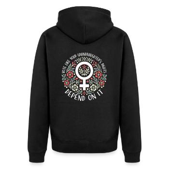 Grandma Feminism Little Girl Granny - Unisex Premium Organic Zip Hoodie - black - Back - Nico (187cm)