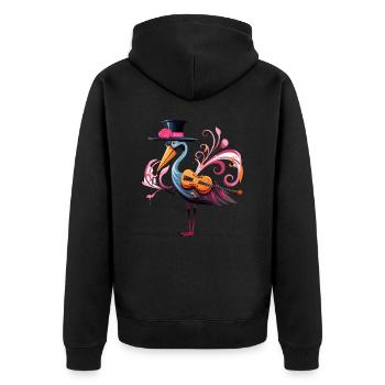 Ausgefallener Flamingo - Unisex Premium Bio Zip Hoodie - Schwarz - Hinten - Nico (187cm)