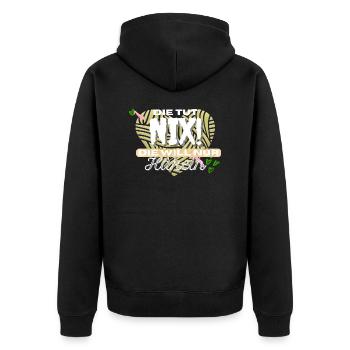 Die Tut Nix! Die Will Nur Häkeln Grün Gelb Herz - Unisex Premium Bio Zip Hoodie - Schwarz - Hinten - Nico (187cm)