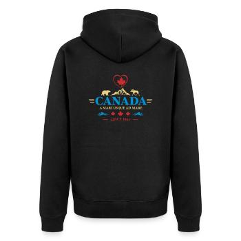 Kanada Vancouver Montreal Toronto Maple Leaf Bären - Unisex Premium Bio Zip Hoodie - Schwarz - Hinten - Nico (187cm)
