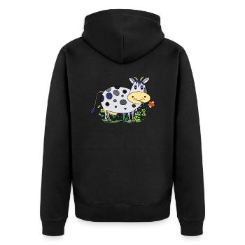 Cow - Unisex Premium Organic Zip Hoodie - black - Back - Nico (187cm)